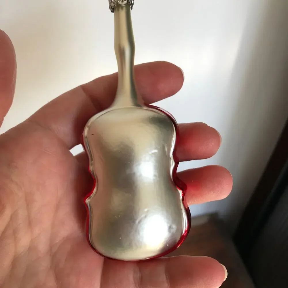 Hand-Made Glass Violin Instrument Christmas Ornament, Made in Germany